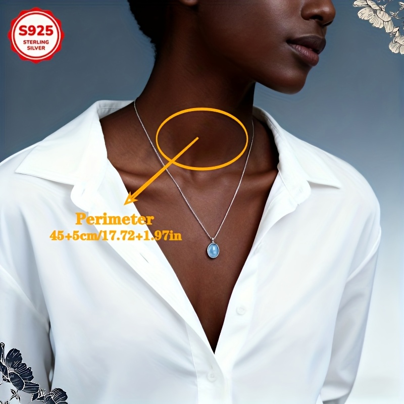 Unisex 925 Silver Box Chain with Blingbling Zirconia Pendant Necklace